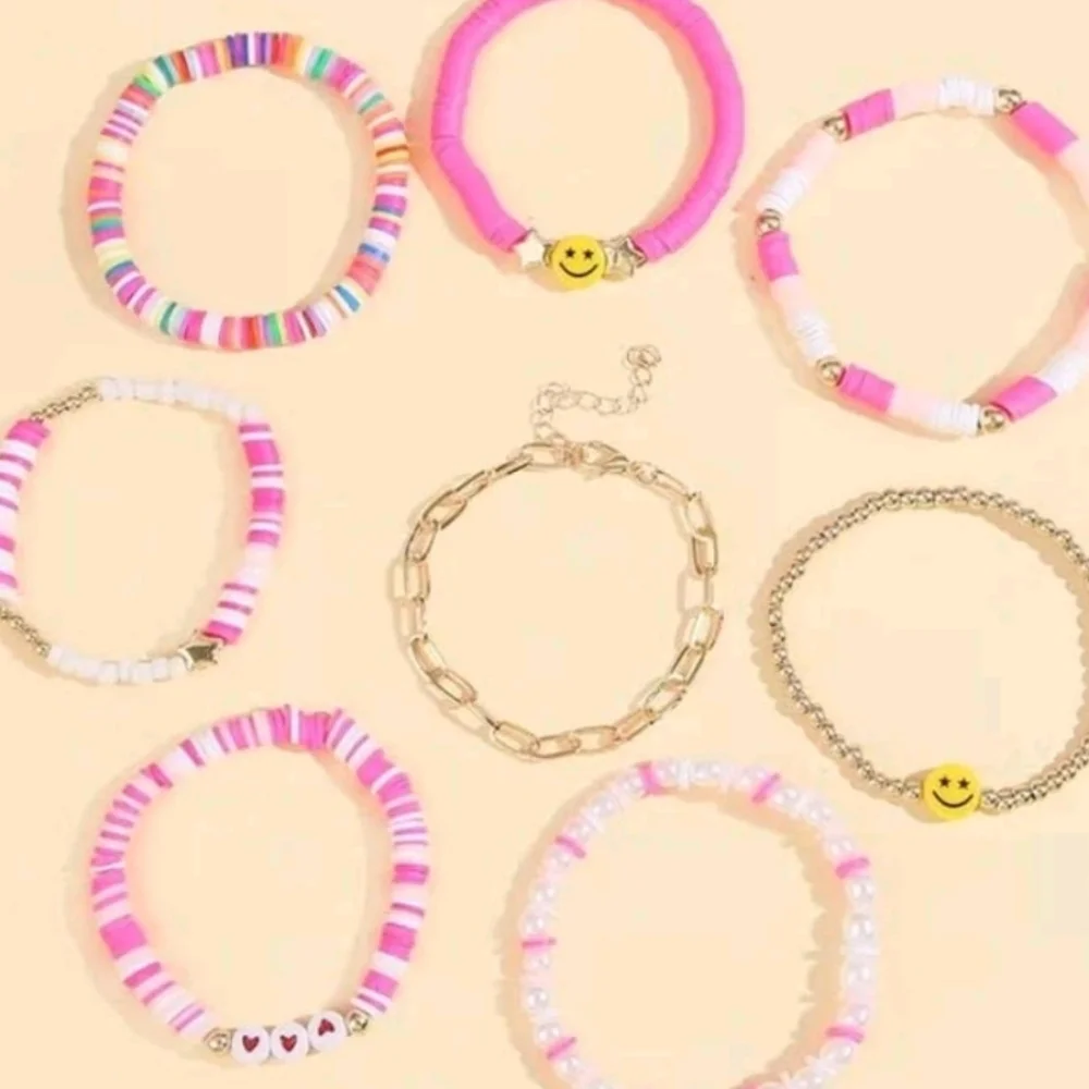 Kids Stackable Charm Bracelets-Clay beads-4 pcs Set